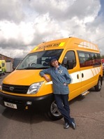 Edie McCredie drives into town to launch new Maxus school bus