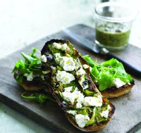 Sophie Wright’s Grilled French goat’s cheese mini-log and walnut pesto ciabatta Sophie Wright’s Grilled French goat’s cheese mini-log and walnut pesto ciabatta