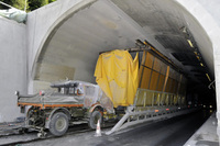 Unimog shunts construction train through Swiss alpine tunnel