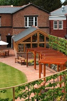 The terrace at Boughton Hall is the perfect place to enjoy a glass of summer Pimms