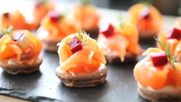 Fred Ponnavoy’s Chocolate Blinis with Smoked Salmon and Poached Lemon