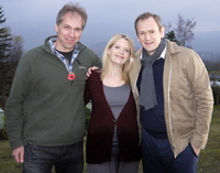 David Jackson of Castlerigg Holiday Park (left) with Love Life actors Andrea Lowe and Alexander Armstrong
