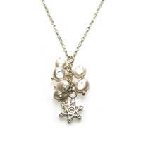 Silver Snowflake and Pearl Necklace