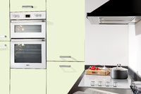 Beko white glass built-in oven and hob