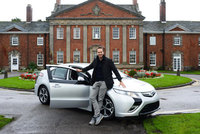 England cricket star Michael Vaughan bowled over by a Vauxhall Ampera