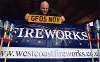 Chris Allen, managing director of Westcoast Fireworks, celebrates this year's 4th centenary of Guy Fawkes with the purchase of registration GF05 NOV from DVLA Personalised Registrations