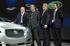 Jaguar C-XFs design team take the plaudits at the show. l-r Ian Callum, director of design, Julian Thompson, head of advanced design, Adam Hatton, exterior stylist of C-XF Alister Whelan, interior stylist of C-XF