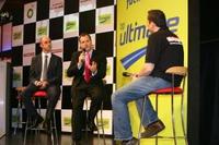 David Brabham and Alan Gow being interviewed on the main stage at the Autosport International Show by compere Henry Hope-Frost David Brabham and Alan Gow being interviewed on the main stage at the Autosport International Show by compere Henry Hope-Frost
