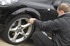 Checking tyre pressure 