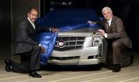 Ed Welburn, GM Vice President, Global Design (left) and Bob Lutz, GM Vice Chairman, Global Product Development, provide a sneak preview of the all-new 2008 Cadillac CTS.