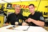 Team manager Jonathan Wright agrees the deal with Pascal Leuret.