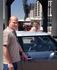Paul Baker collects his MINI GP from Mike Cooper at the British Motor Show