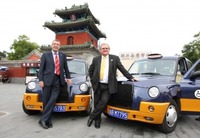 Lord Jones hails London taxi in China