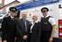 Left to right, Inspector Simon Wright, Paul Brickles, Elaine Smith and Superintendent John Graves, in front of the mobile police unit