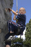Six-year-old Marley Warburton tries out the climbing wall.