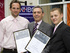 Left to right, award-winning Barratt site manager Tom Moody, NHBC regional director Jim Lyons and Barratt site manager Peter Scott, who also picked up a Pride in the Job award.