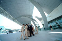 Emirates taxiing for take-off from new terminal
