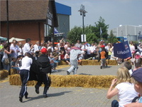 Pantomime horses race to the harbour 