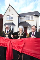 Cllr Don Parkinson, Mayor of South Ribble, Cllr Iris Smith, Mayor of Chorley, and Tony Stevens, managing director of Redrow Homes