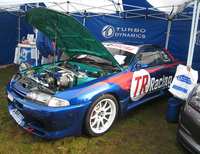 The TR Racing car, now driven by record-breaker Mick Begley, on display at Turbo Dynamics’ stand