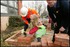 Another brick in the wall...the pupils try their hand at building.  