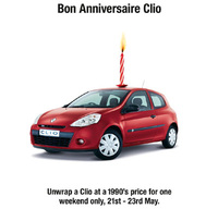 Renault Clios available at 1990s prices – for one weekend only