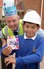 Site manager Mick Suttenwood with winner Jacob Miculob