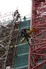 The mock firebrigade rescue in action at the Taylor Wimpey development Axis in Lewisham. 