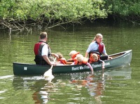 Family canoe trip on the River Thames