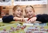 Mollie, and Stephanie, both eight, point out features on the site model.