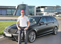 Jenson Button collects DR 520 from Mercedes-Benz World