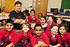 Artist Reece Ingram with Highworth County Combined School pupils