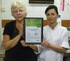 Kitchen staff Christine Sapsford and Joanna Wrzesien proudly show of their food hygiene certificat