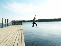 Jumping into water