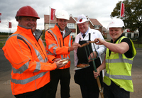 Phil Checketts serves up the Redrow Builder’s Banger to Chris Hanks, Josh Ward-Jones and Matthew Ball.