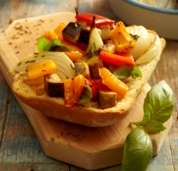 Roasted Vegetables on Bruschetta