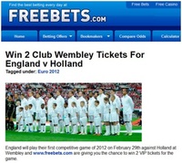 Win tickets to see England v Holland at Wembley with Freebets.com