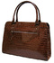 Tan laptop handbag in patent croc effect