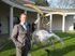 Artist Tom Hiscocks with one of his creations.