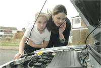 Car buyer checking a car