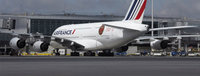 The Air France Airbus A380 lands in Hong Kong