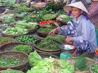 A market trader in Hanoi