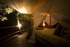 Treehouse bed at night