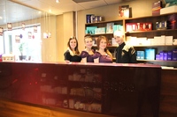The spa team in the new reception area The spa team in the new reception area