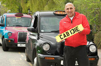 Coventry cabbie playfully holds CAB 131E